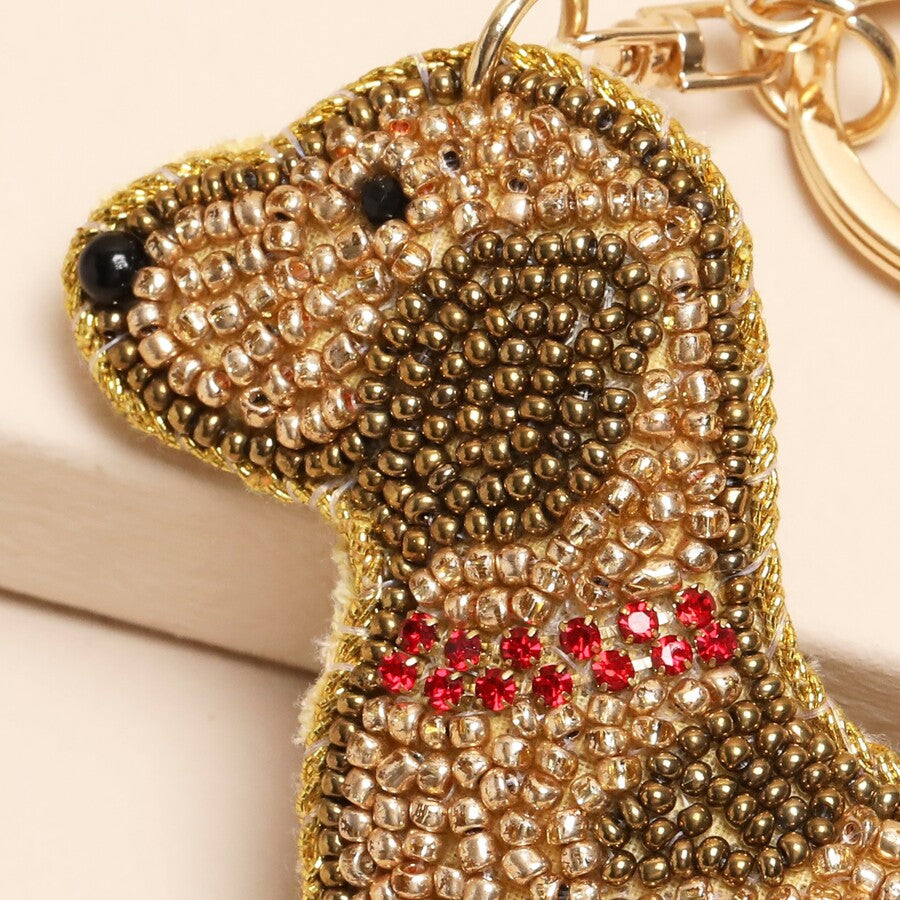Beaded Sausage Dog Keyring and Bag Charm