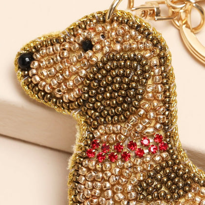 Beaded Sausage Dog Keyring and Bag Charm