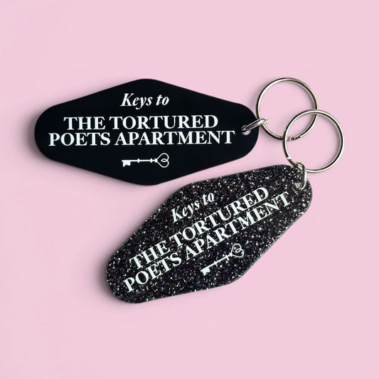 Keys To the Tortured Poets Apartment - Keychain - Black Glitter