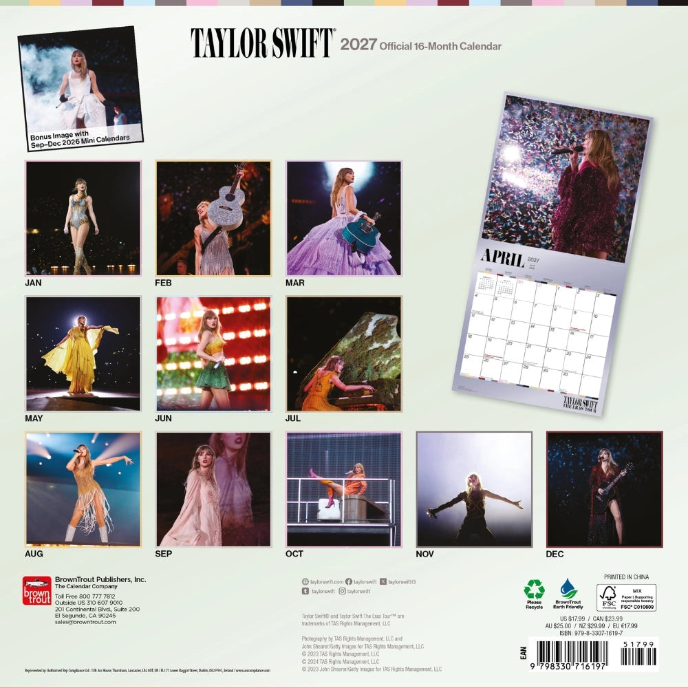 Taylor Swift 2027 Square Calendar
