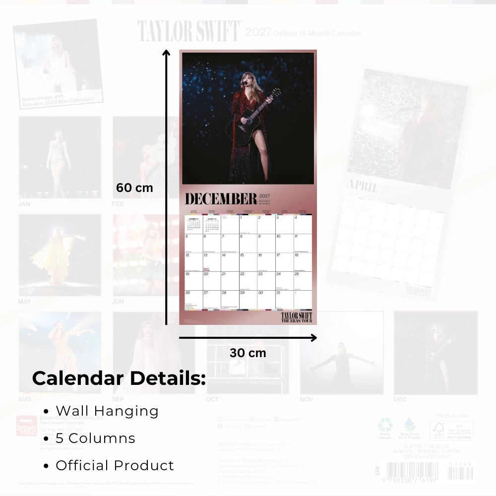 Taylor Swift 2027 Square Calendar