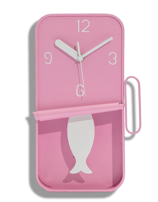 PREORDER - Pink Metal Sardine Tin Pendulum Wall Clock