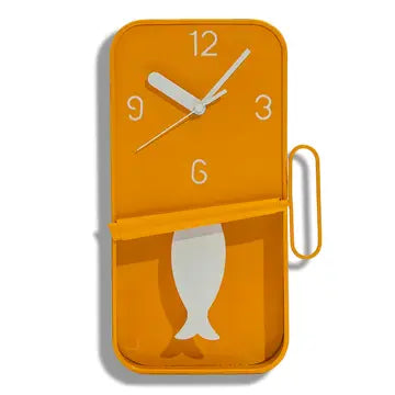 PREORDER - Orange Metal Sardine Tin Pendulum Wall Clock