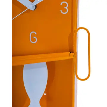 PREORDER - Orange Metal Sardine Tin Pendulum Wall Clock