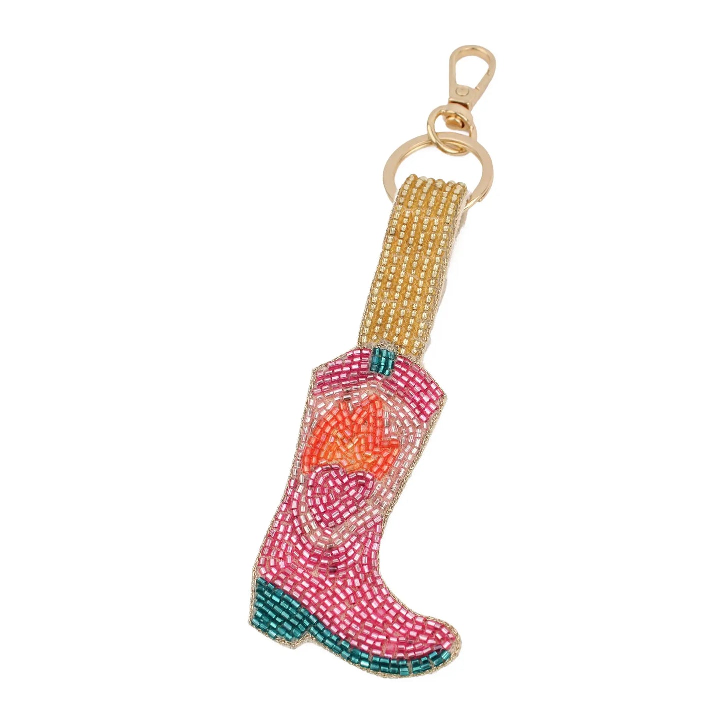 Pink Cowgirl Boot Keyring/Bag Charm