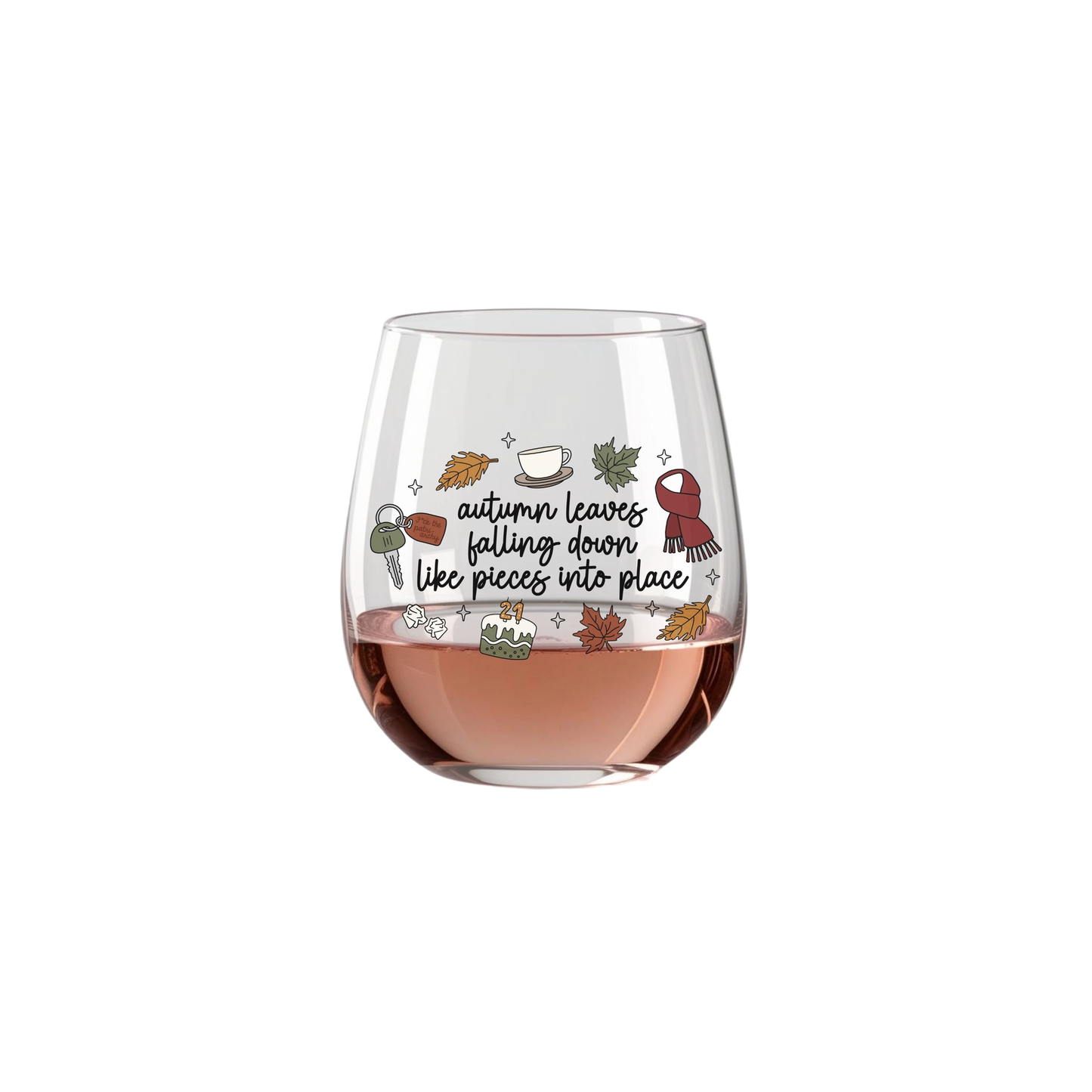Autumn Leaves Falling Down Wine Glass