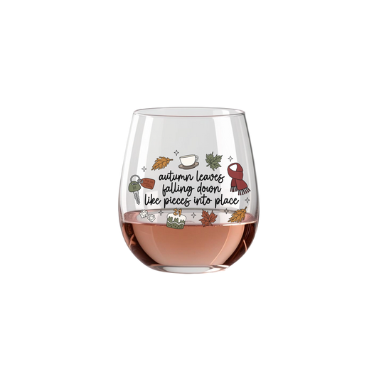 Autumn Leaves Falling Down Wine Glass