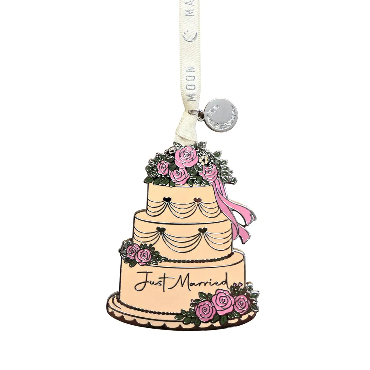 Classic Enamel Just Married Wedding Cake