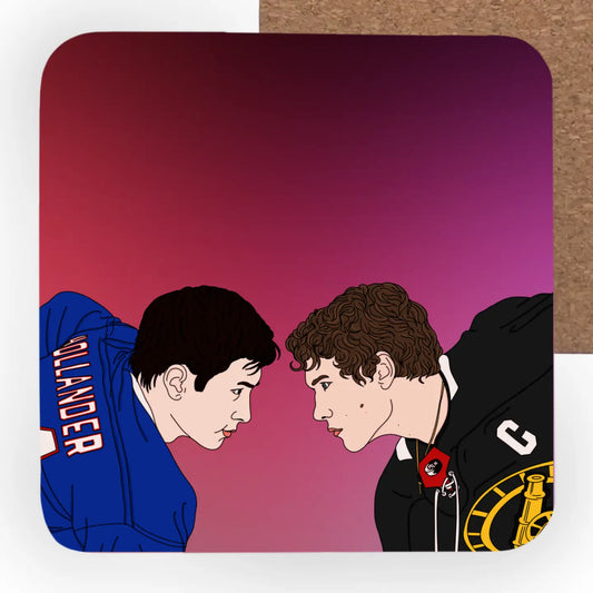 Heated Rivalry Hollander and Rozanov Illustrated Coaster