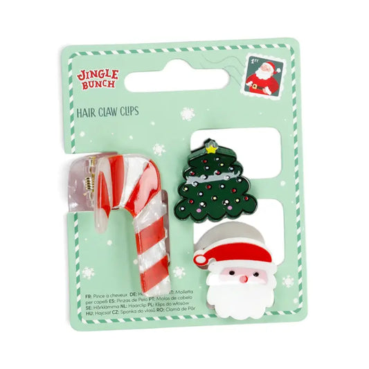 Jingle Bunch Set of 3 Christmas Mini Hair Claw Clips