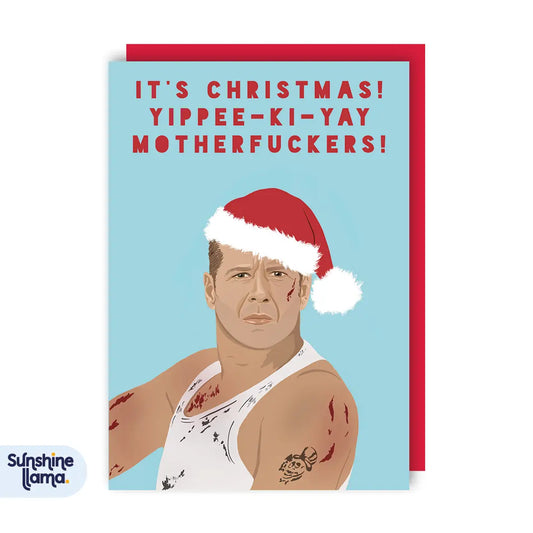 Bruce Willis Die Hard Christmas Card - By Sunshine Llama