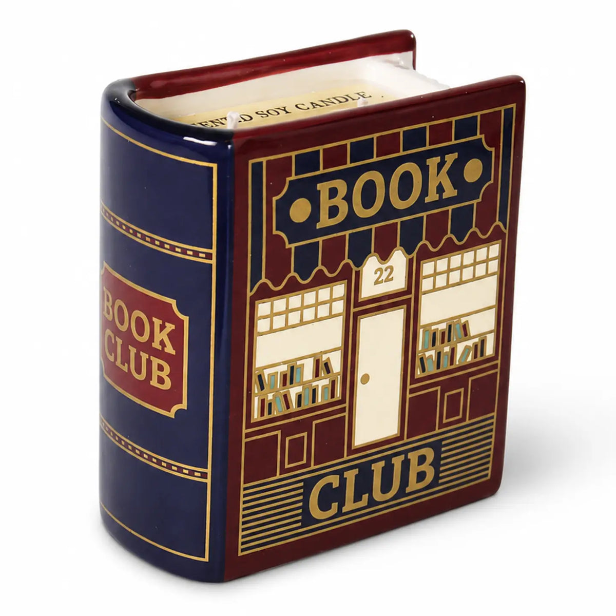 Book Lover Book Club Book   Shaped Ceramic Candle