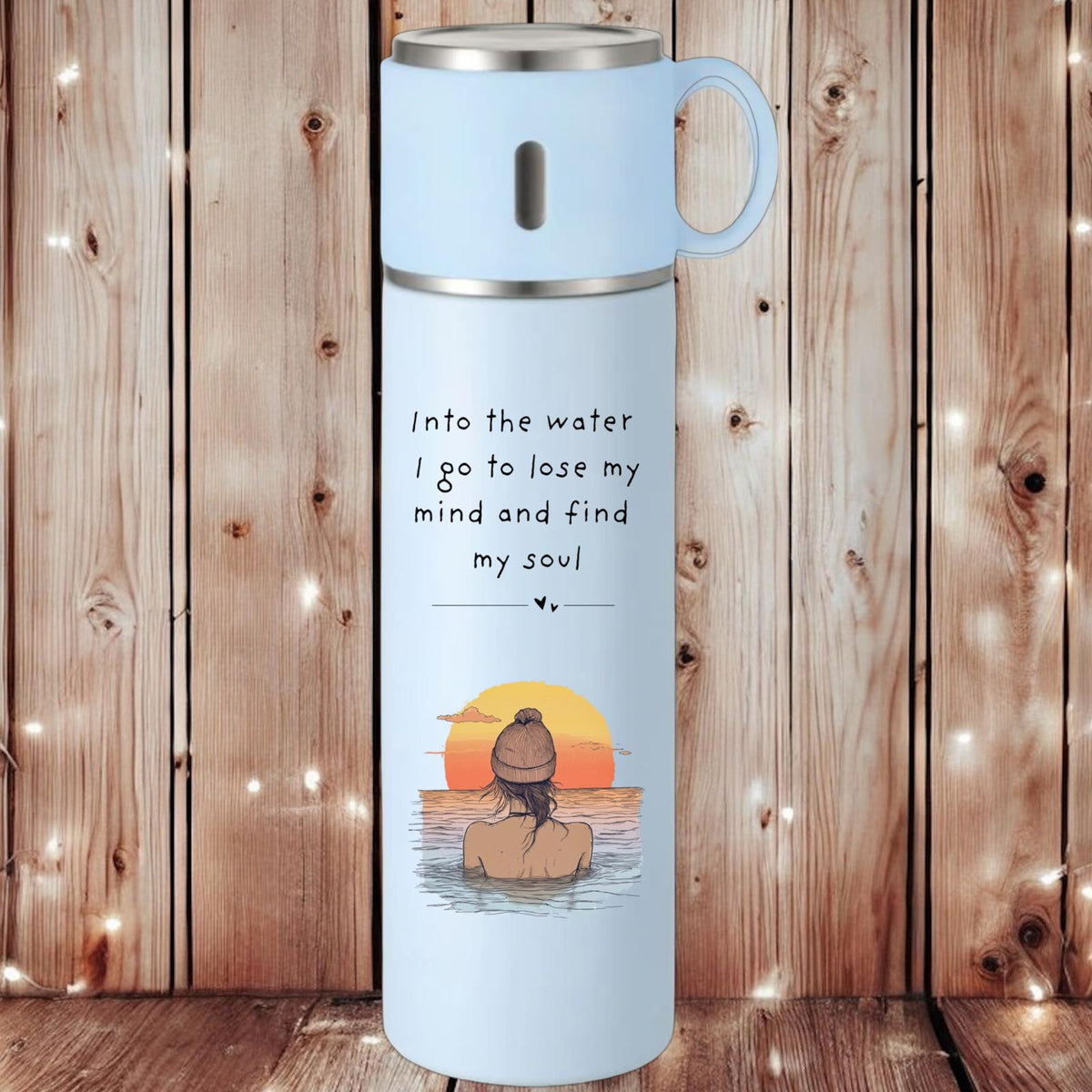 Wild Swimming ‘Into The Water I Go’ Sunset Thermos Flask