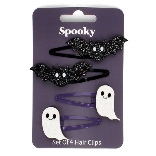 Glitter Hair Clips (Set of 4) - Spooky