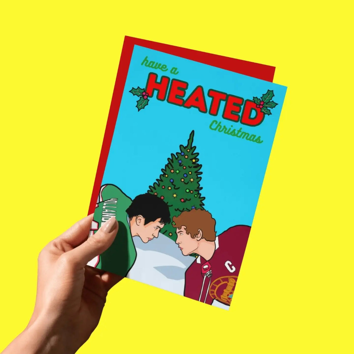 Have A Heated Christmas Hockey Romance Funny Card