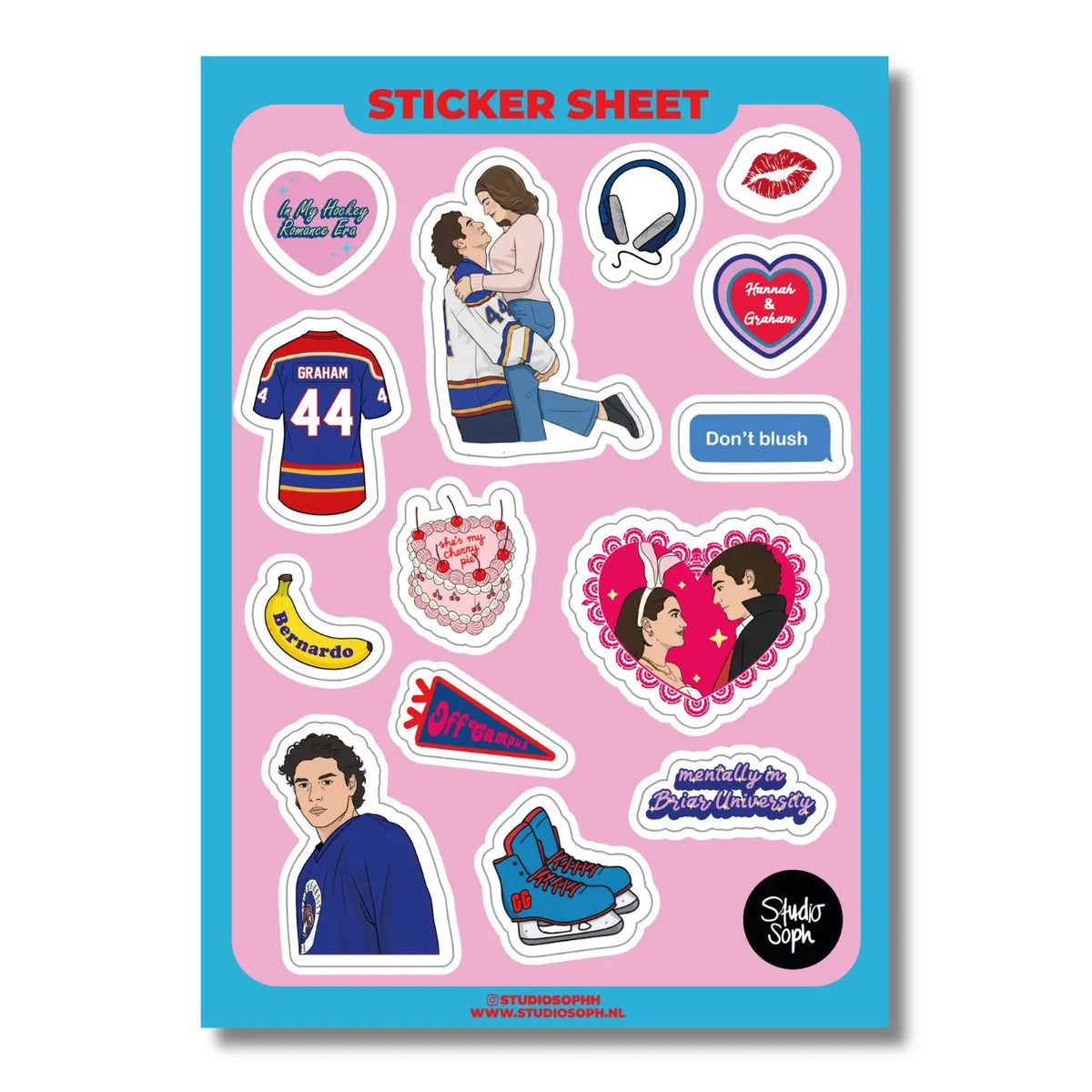 Sweet Cherry Pie Hockey Romance A5 Sticker Sheet
