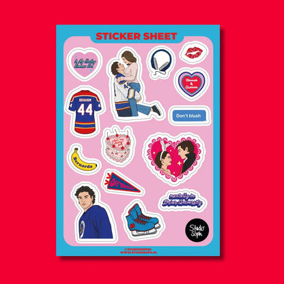 Sweet Cherry Pie Hockey Romance A5 Sticker Sheet