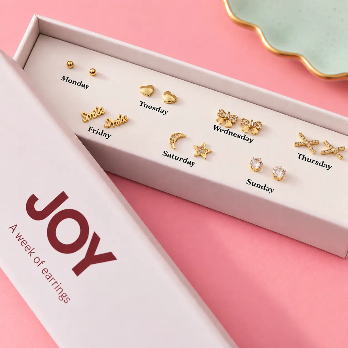 Week of Earrings Gift Set Gold Plated Studs