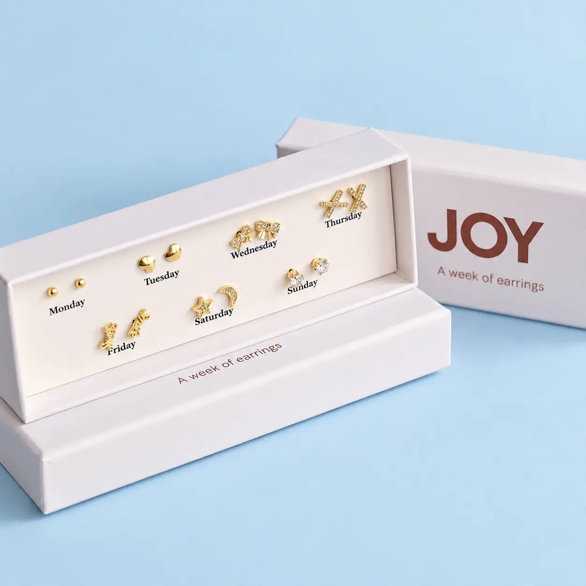 Week of Earrings Gift Set Gold Plated Studs