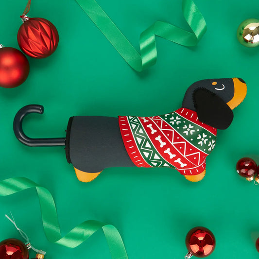 Balvi Festive Dachshund Umbrella - Black