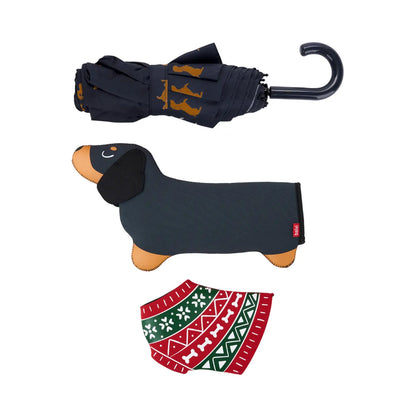 Balvi Festive Dachshund Umbrella - Black