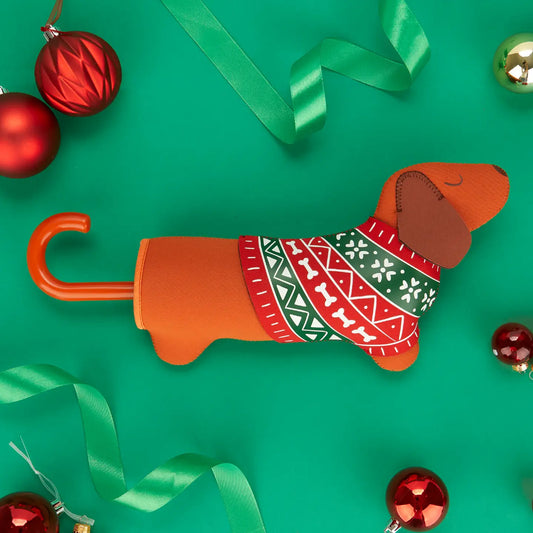 Balvi Festive Dachshund Umbrella - Brown