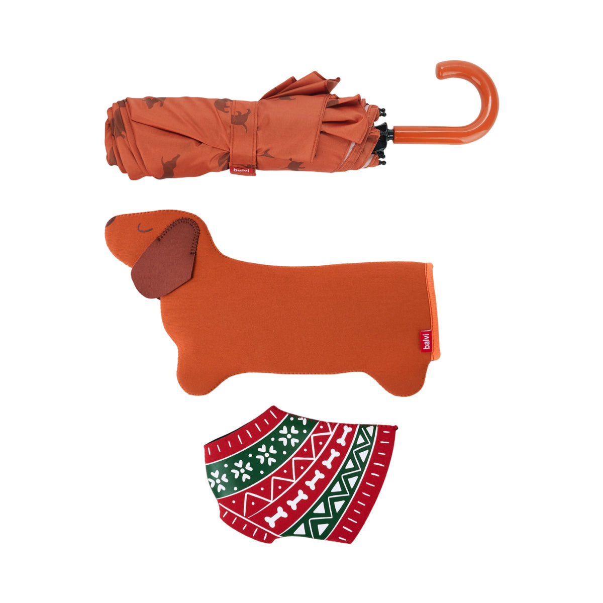 Balvi Festive Dachshund Umbrella - Brown