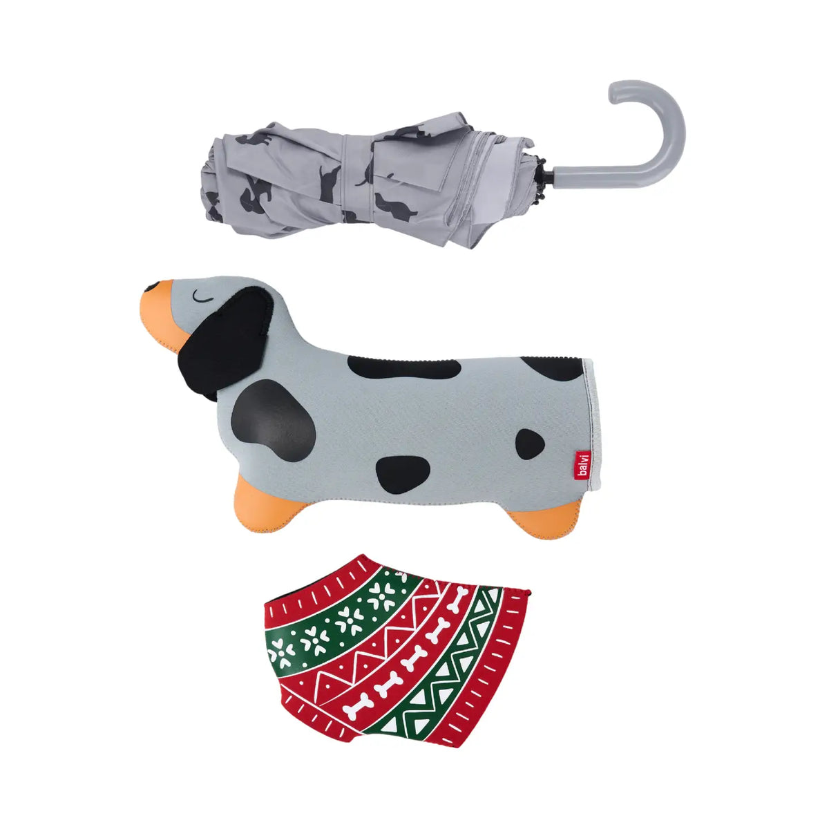 Balvi Festive Dachshund Umbrella - Grey