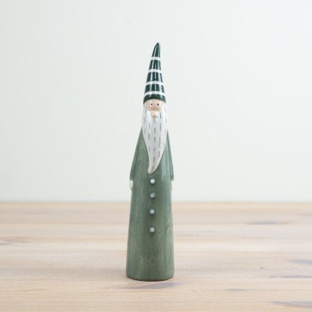 GREEN 22CM TALL SANTA ORNAMENT