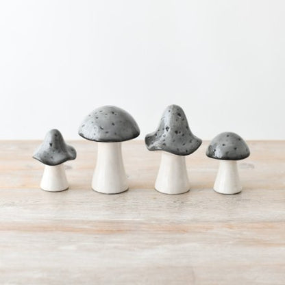 GREY CERAMIC GLAZED MUSHROOM