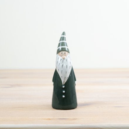 FESTIVE GREEN SANTA ORNAMENT, 14CM