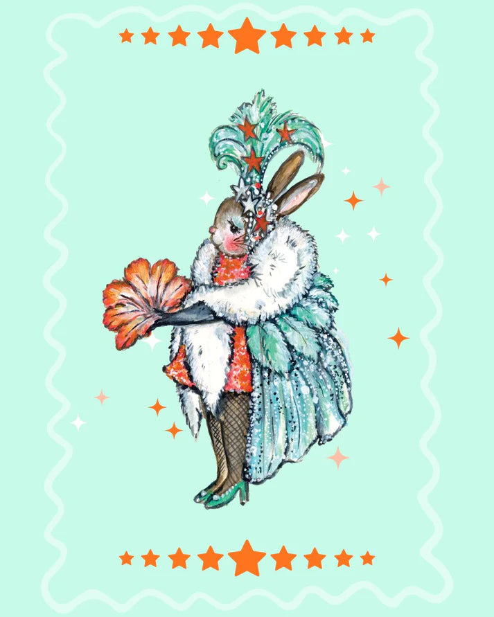 Kitty The Showgirl Bunny ~ Limited Edition Wooden Cake Topper