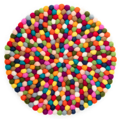 Multicolor Felt Ball Trivet - 9" Round