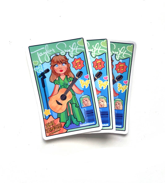 Taylor Eras Debut Inspired Doll Drawing Sticker Decal Art