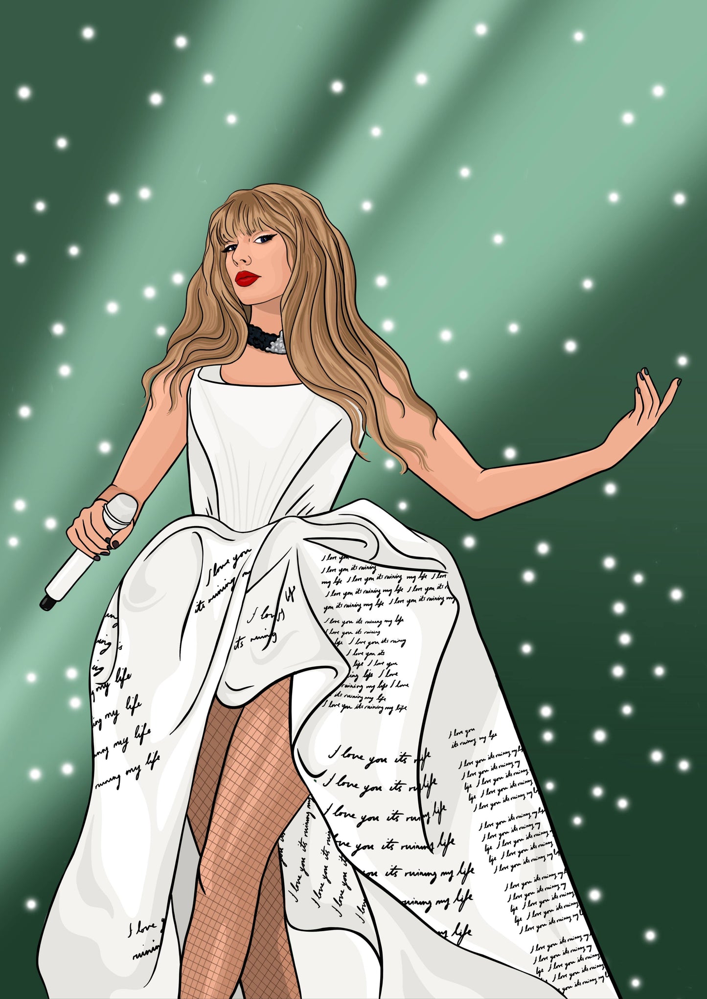 A3 Taylor Swift TTPD Eras Tour Illustrated Print