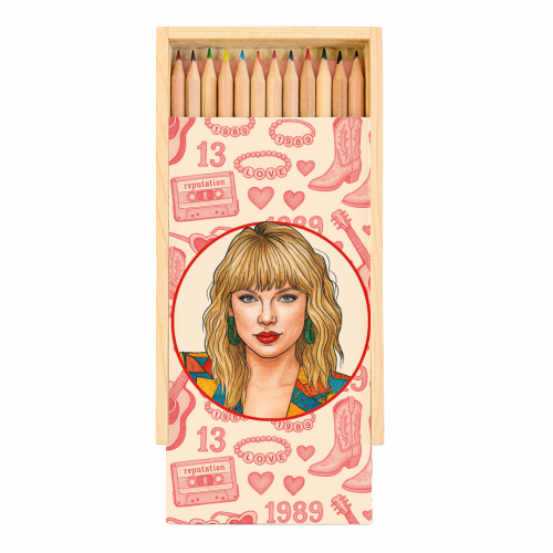 Coloured Pencils with Box 'Tay Toile Red'