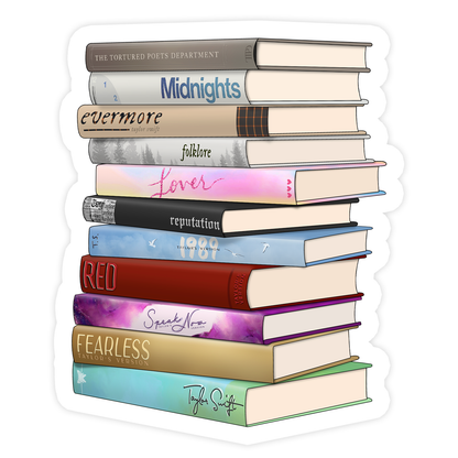 Taylor Swift Inspired Albums as Books Sticker Updated With Showgirl