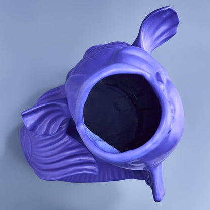 Sculpture/Vase Blubb, Matte Blue Stoneware, 35 x 30 x 44 cm