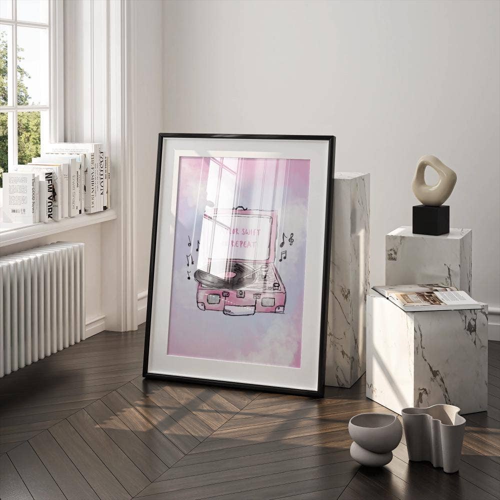 "Taylor Swift On Repeat" Record Player Art Print
