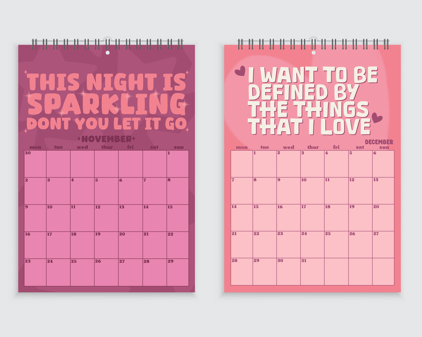 Taylor Swift Lyric Wall Calendar 2026 - A4