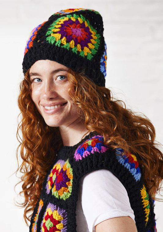 Crochet Rainbow Beanie