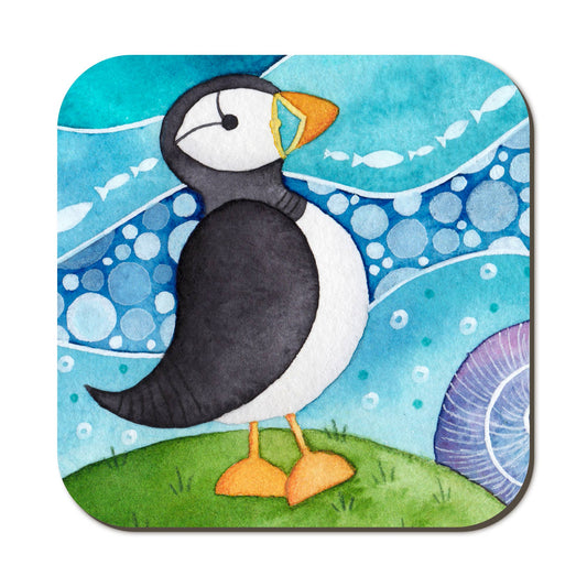 Coaster - Puffin - Cute Seaside Watercolours - Beach Art