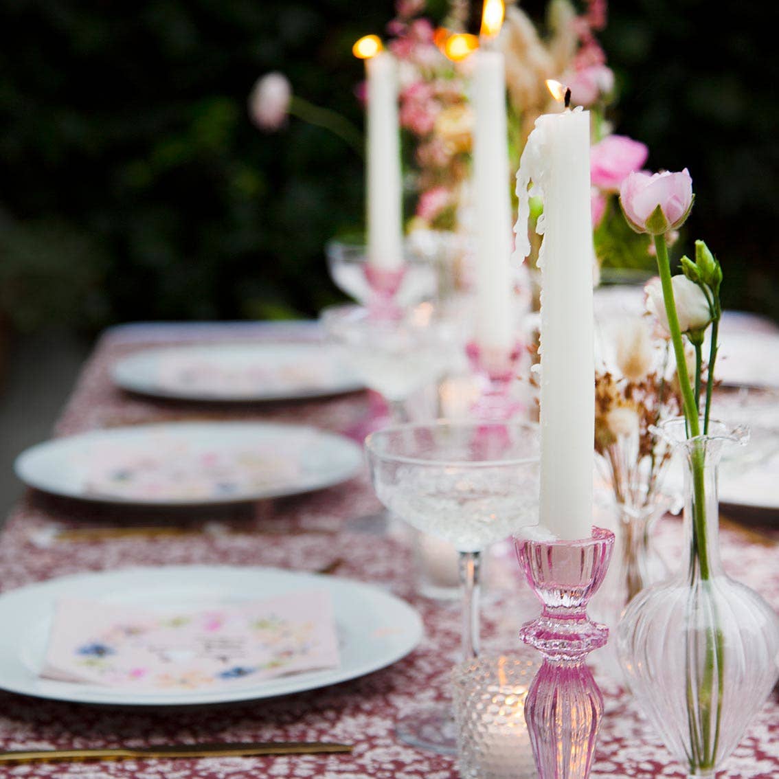 Pink Glass Candle Holder