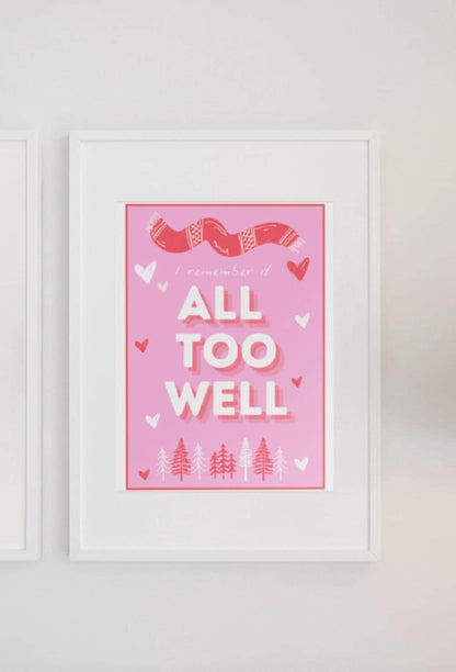 "All Too Well" Taylor Swift Inspired Art Print