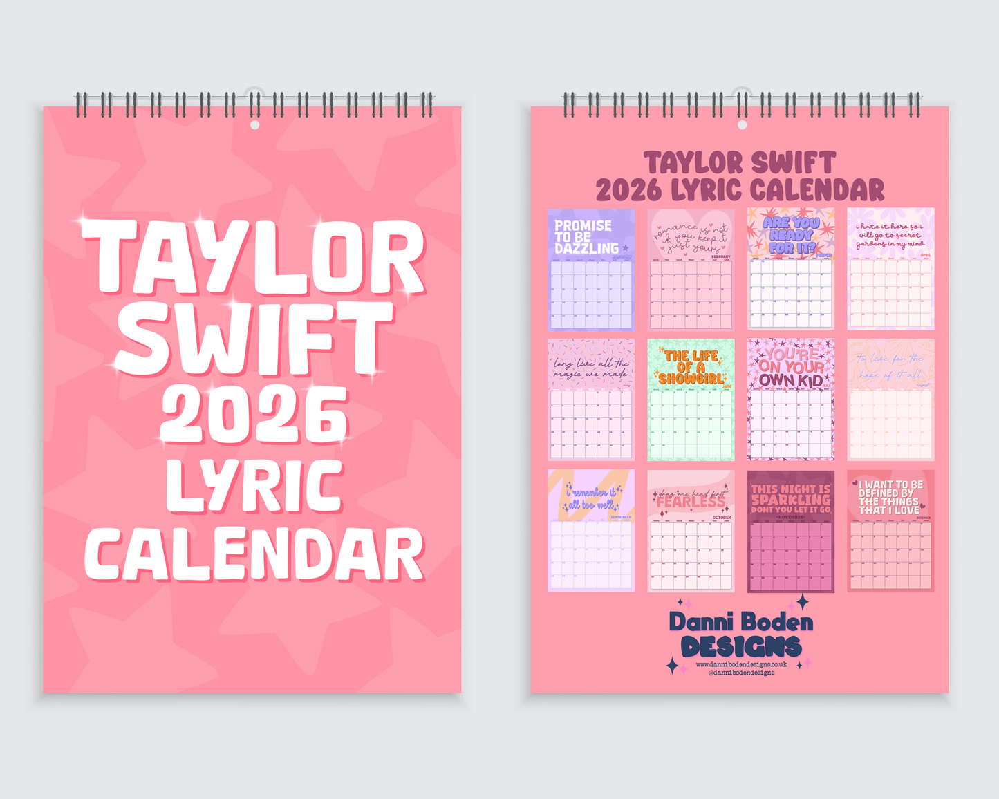 Taylor Swift Lyric Wall Calendar 2026 - A4