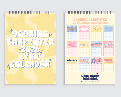 Sabrina Lyric Wall Calendar 2026 - A4