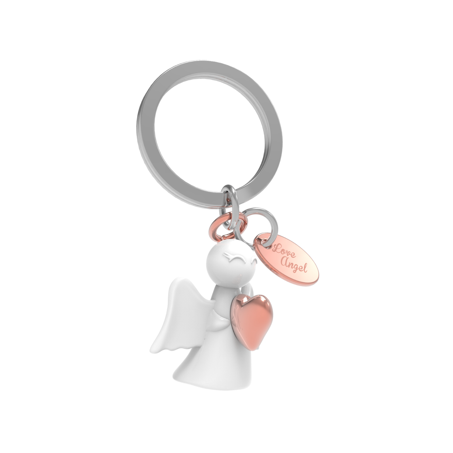 Metalmorphose White & Rose Gold Angel Keyring - Love