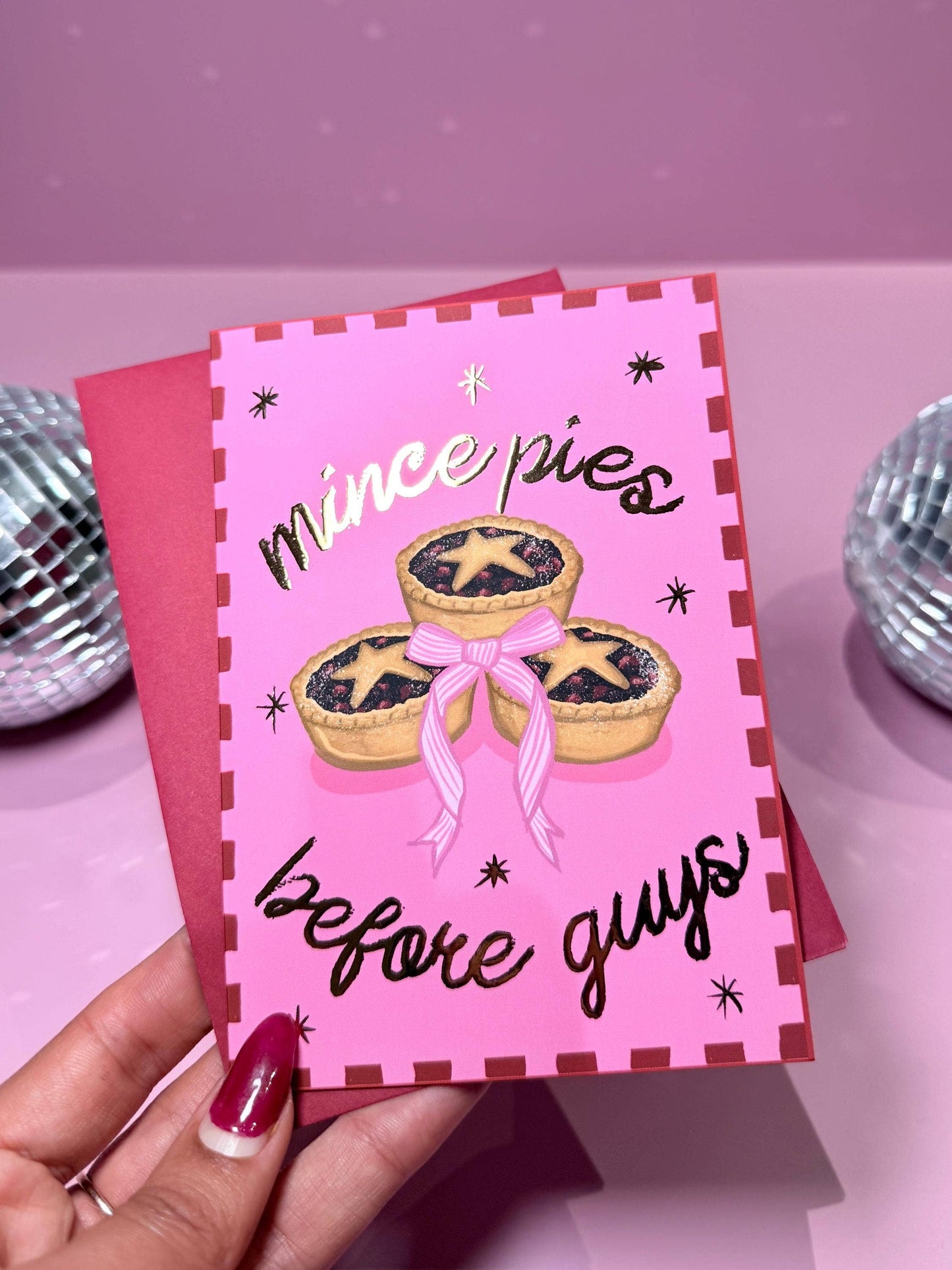 Mince Pies Before Guys Gold Foil Christmas Card