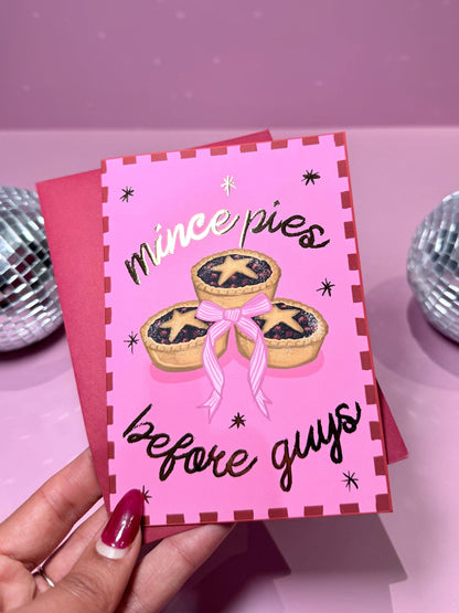 Mince Pies Before Guys Gold Foil Christmas Card