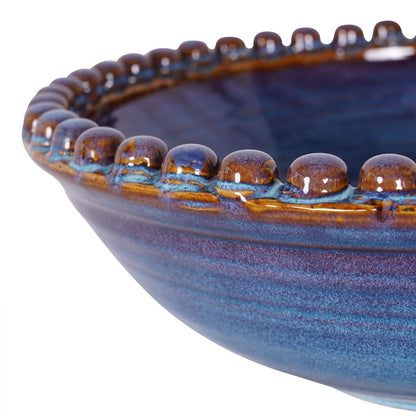 Mediterranean Reactive Glaze Ceramic Bowl Blue